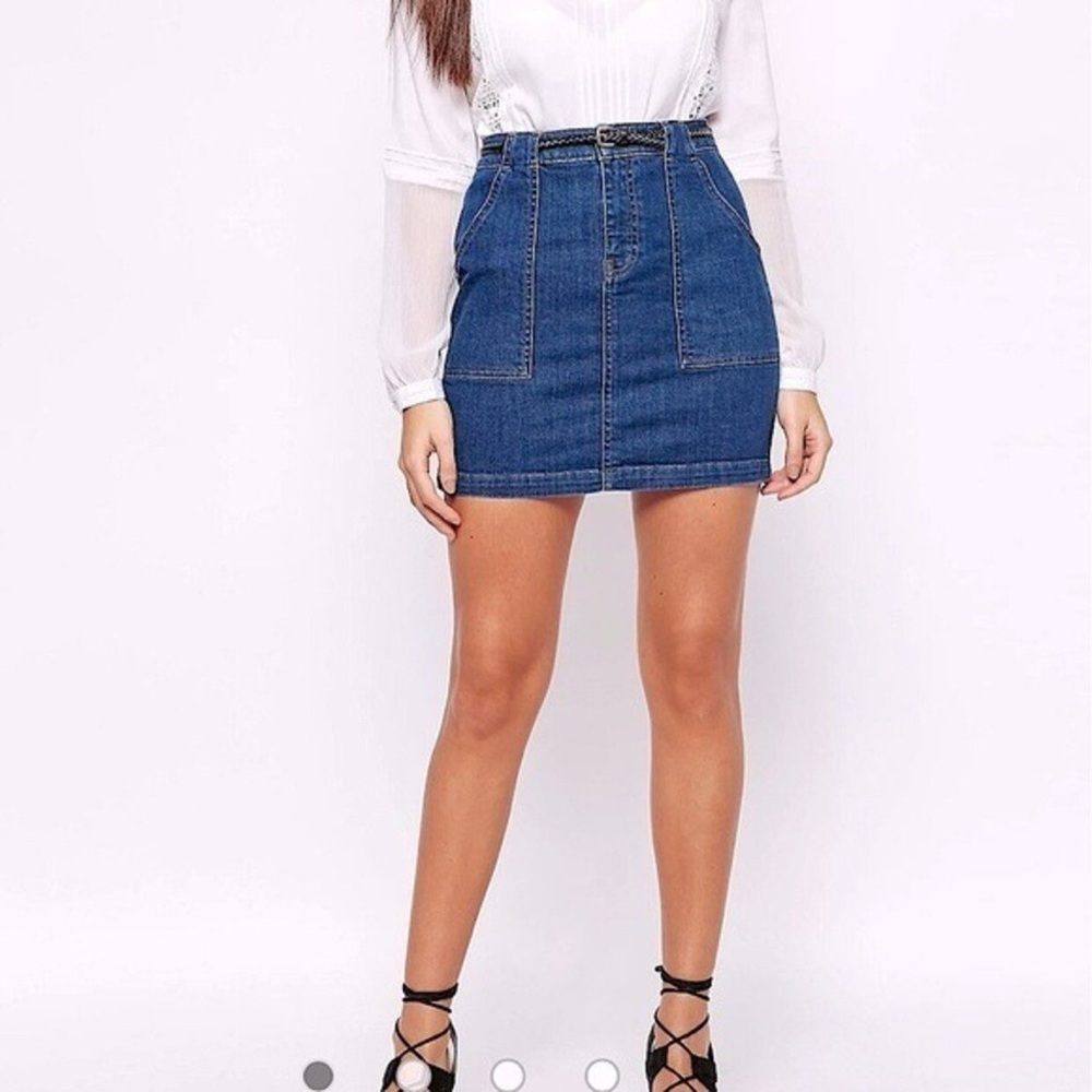 BILLABONG Mini Denim Blue Skirt Pockets Size 24